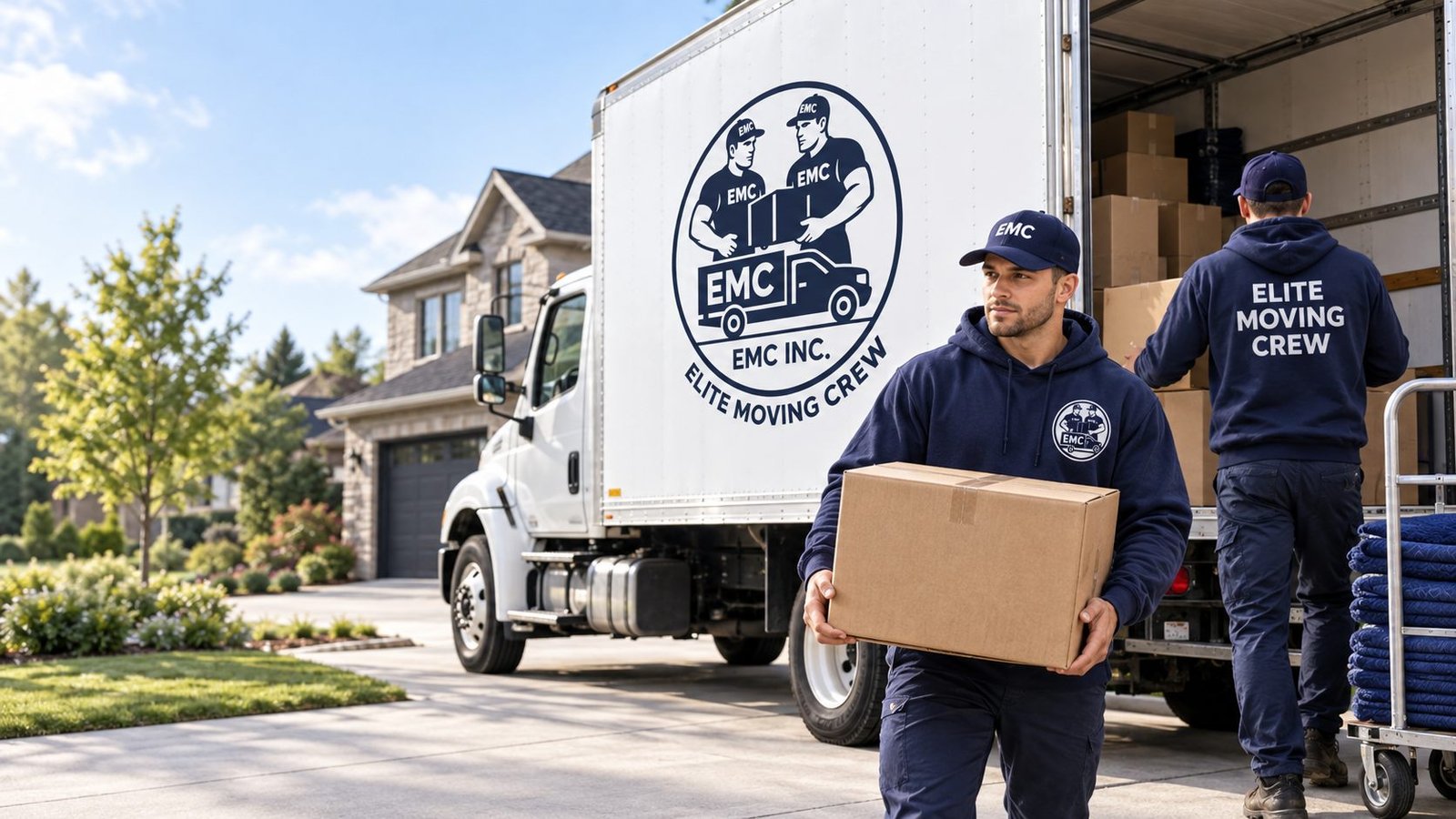 Elite Moving Crew movers unloading a moving truck at a GTA home